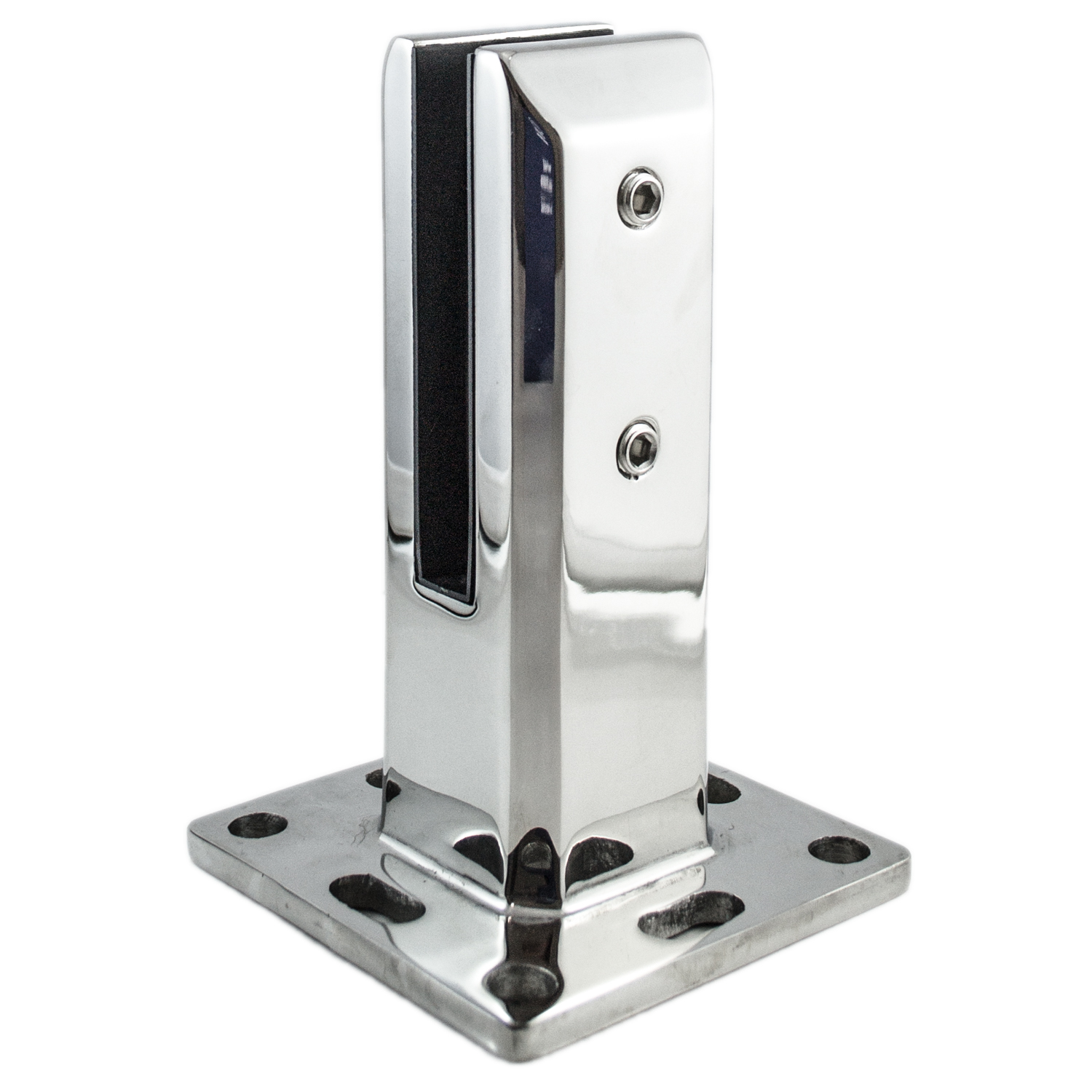 Encore Square Base Spigot Duplex 2205 Stainless Steel Fully Adjustable 50mm Mini Post Spigot with Base (Pool & Balustrade Compliant) -Polished Finish